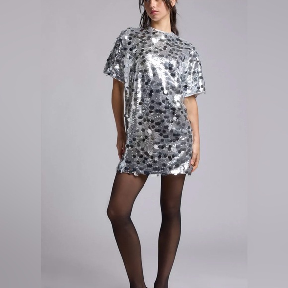 urban outfitters silver sequin dress Urban Outfitters